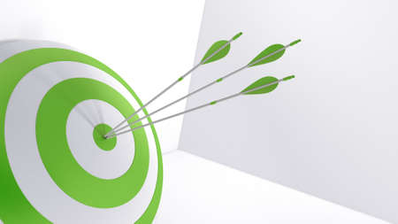 3d rendering arrow and bullseyeの写真素材