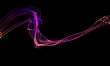 Colored Light Energy Streak Design Element on Black Backgroundの写真素材