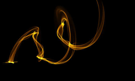 Colored Light Energy Streak Design Element on Black Backgroundの写真素材