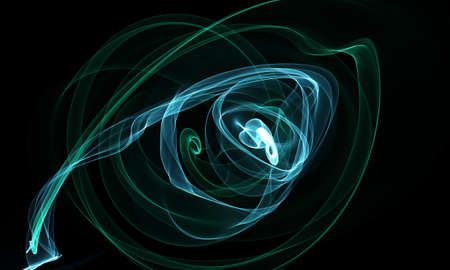 Colored Light Energy Streak Design Element on Black Backgroundの写真素材