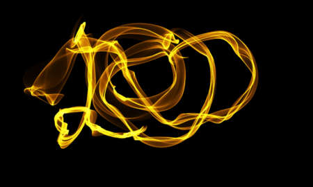 Colored Light Energy Streak Design Element on Black Backgroundの写真素材