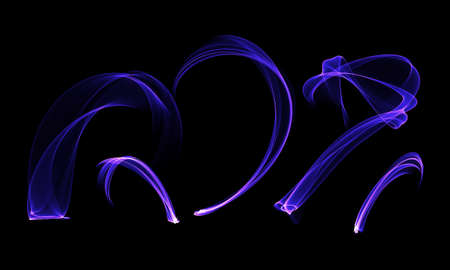 Colored Light Energy Streak Design Element on Black Backgroundの写真素材
