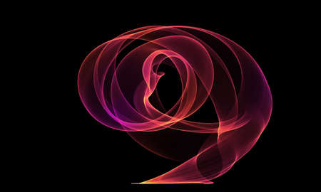 Colored Light Energy Streak Design Element on Black Backgroundの写真素材