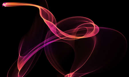 Colored Light Energy Streak Design Element on Black Backgroundの写真素材