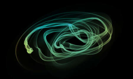 Colored Light Energy Streak Design Element on Black Backgroundの写真素材