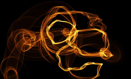 Colored Light Energy Streak Design Element on Black Backgroundの写真素材