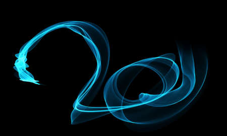 Colored Light Energy Streak Design Element on Black Backgroundの写真素材