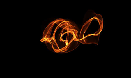 Colored Light Energy Streak Design Element on Black Backgroundの写真素材