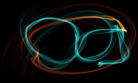 Colored Light Energy Streak Design Element on Black Backgroundの写真素材