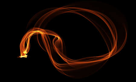 Colored Light Energy Streak Design Element on Black Backgroundの写真素材