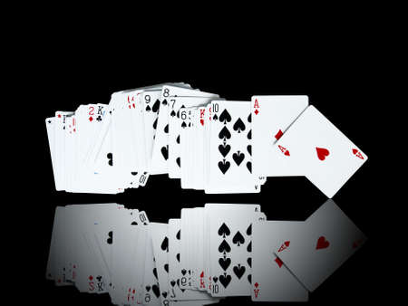playing cards on blackの写真素材