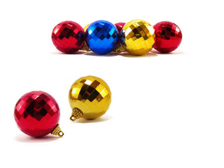 colorful christmas balls on white         の写真素材