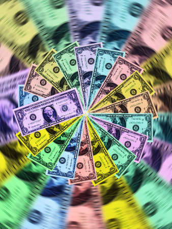 spin of colored dollars banknotesの写真素材