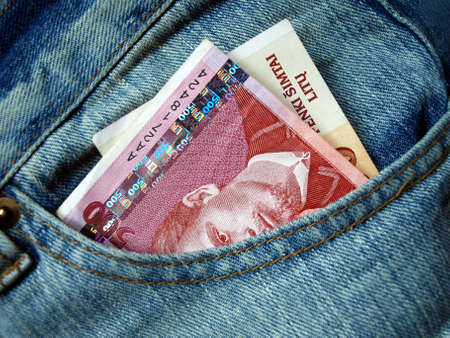 banknote in the jeans pocketの写真素材