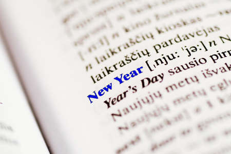  Closeup of the words "new year" in a dictionaryの写真素材