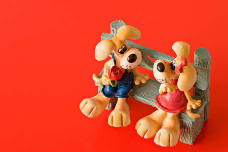 valentine's day  theme - two dogs falling in loveの写真素材