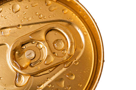 Closeup of the top of a beer canの写真素材