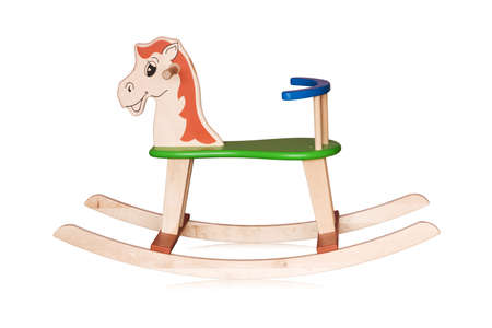  wooden rocking horse isolated on white backgroundの写真素材
