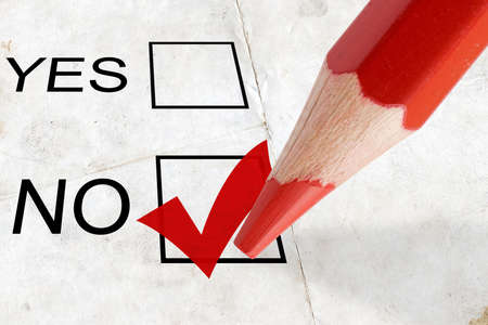 concept for voting. check-box "no" with red tickの写真素材