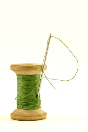 sewing kit isolated on a white background の写真素材