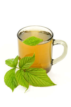 cup of green tea , isolated on white backgroundの写真素材