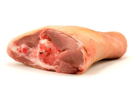 raw pork (leg) isolated on white backgroundの写真素材