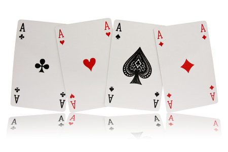 four aces playing cards suit on white background