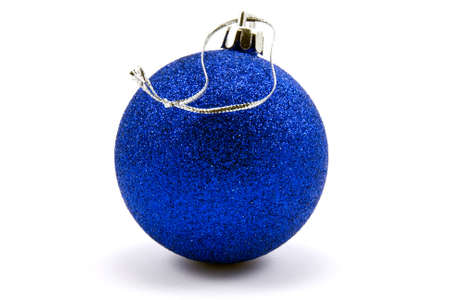 blue christmas bauble isolated on white backgroundの写真素材