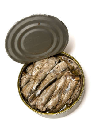  Sprat fish canned on a white backgroundの写真素材