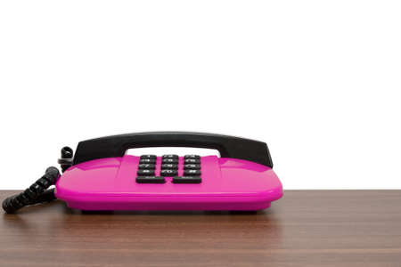 pink telephone with copy space for your text の写真素材