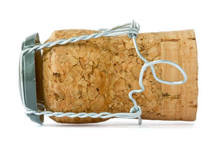 cork from champagne over a white background