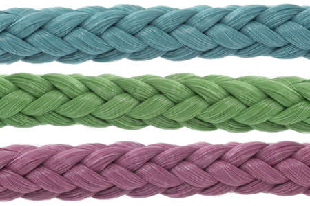 three color ropes isolated on white background