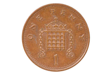 British one penny coin reverse isolated on white background