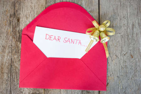 Letter to Santa with envelop and Christmas decoration の写真素材