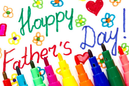Happy father's day card made by a childの写真素材