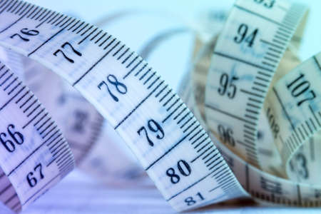 Close up view of colorful tailoring meterの写真素材