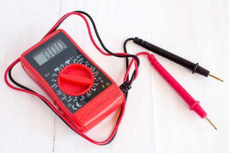 Digital electrical multimeter  with zero on displayの写真素材