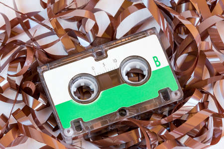 Audio tape cassette with subtracted out tapeの写真素材