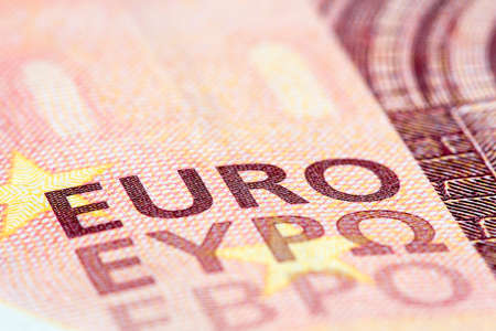 Detailed close up of a ten Euro banknote from Europe serieの写真素材