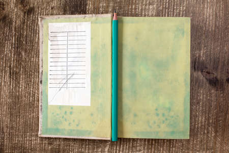 First two pages of  library book with due date card.の写真素材