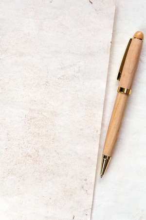 Wooden pen on blank letter, copy spaceの写真素材