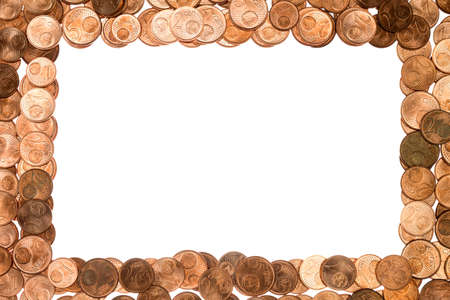Frame from Euro cents with copy-space on white backgroundの写真素材