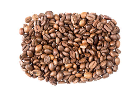 Pile of coffee crop beans isolated on white background
