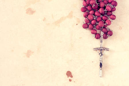 Close-up view of catholic rosary ,copy-space for text