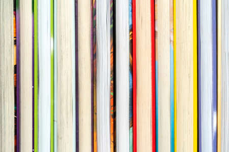 Close-up of books arranged in a rowの写真素材