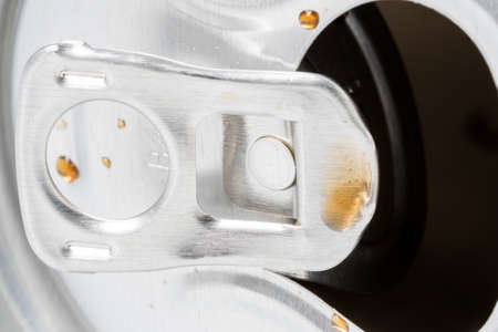 Opened empty can of soda, close-up view