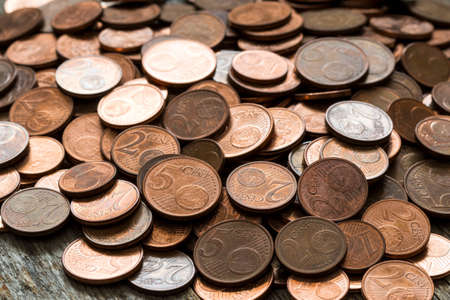 Close-up pile of euro cent coins