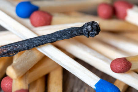 Pile of safety match sticks. Close-up view.