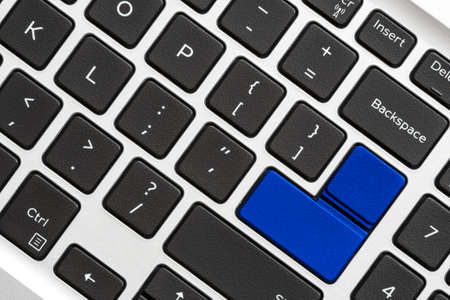 Blank blue button on the keyboard close-upの写真素材