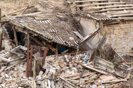 Pile of debris of a destroyed building